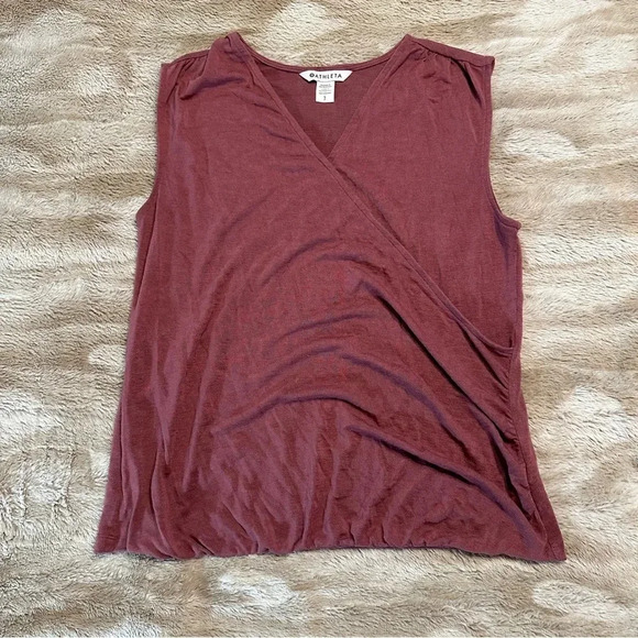ATHLETA WOMEN'S TAWNY ROSE SLEEVELESS BREEZY WRAP TOP TANK Sz SP - Picture 2 of 10